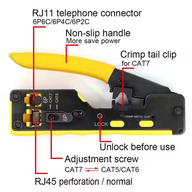 HOT SALE Network Tool - RJ45 RJ11 Cat6 Cat7 Connector Pass Through Crimping Tool