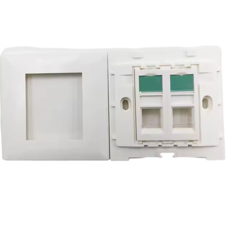 FacePLates - Network Dual Port RJ45 Socket Networking 86 Type with Shutter Faceplate