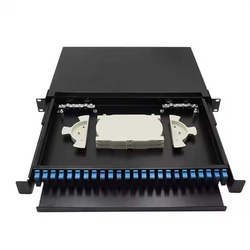 HOT SELLER Fiber Optics- 19'' Fiber Optic Patch Panel Rack Mount Terminal Box 24 Port SC/LC/FC/ST