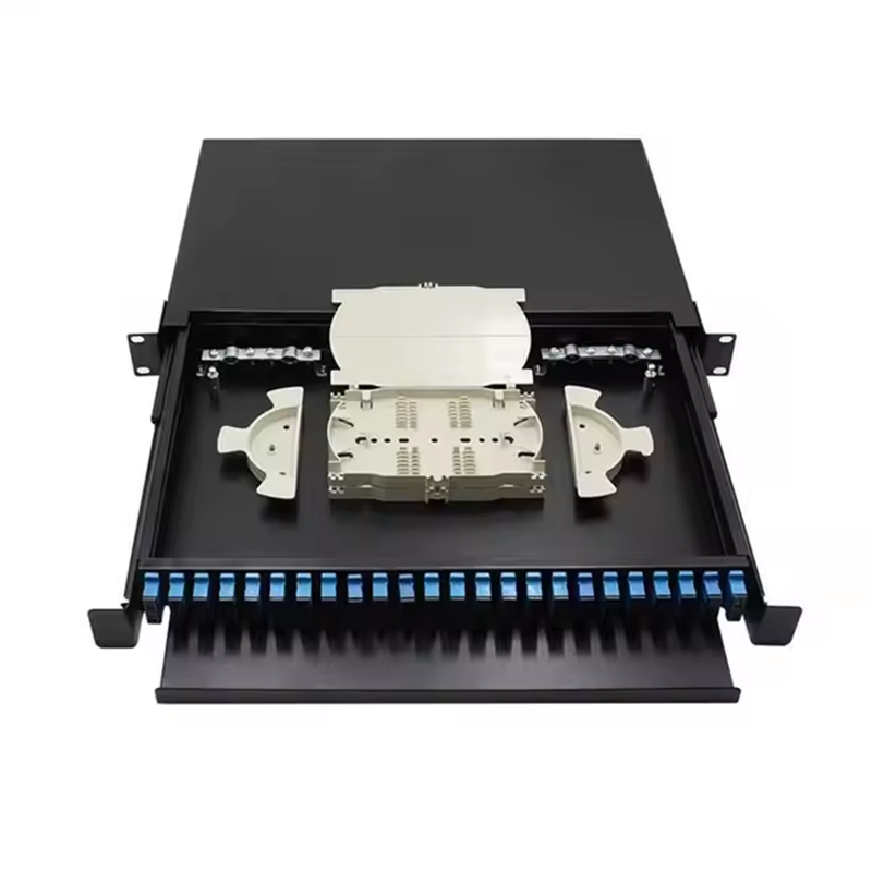 HOT SELLER Fiber Optics- 19'' Fiber Optic Patch Panel Rack Mount Terminal Box 24 Port SC/LC/FC/ST