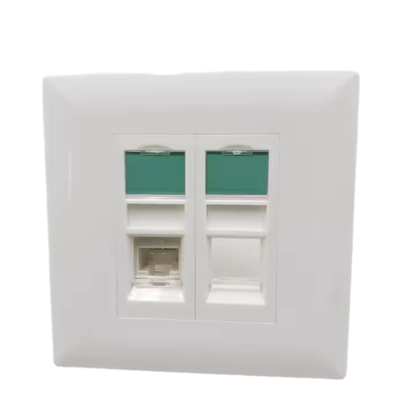 FacePLates - Network Dual Port RJ45 Socket Networking 86 Type with Shutter Faceplate