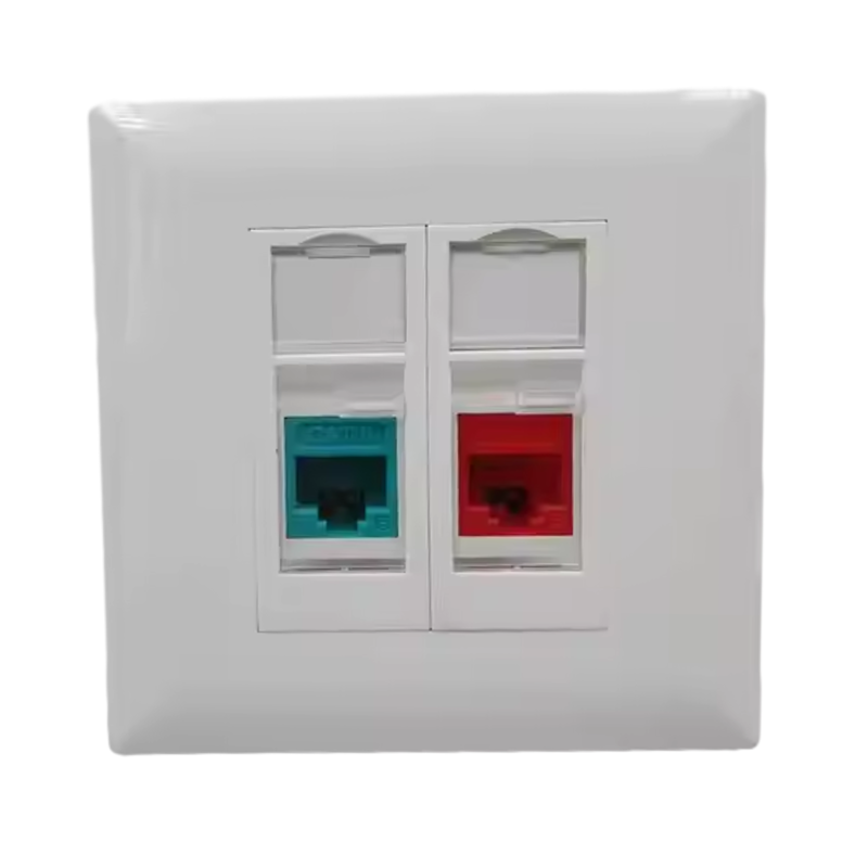 FacePLates - Network Dual Port RJ45 Socket Networking 86 Type with Shutter Faceplate